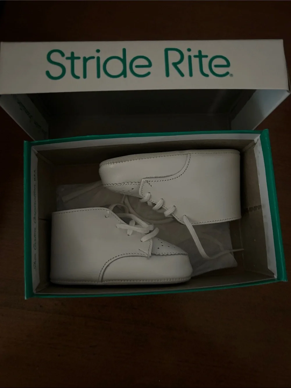 Vintage Stride Rite White Leather Lace-Up Baby Walkers